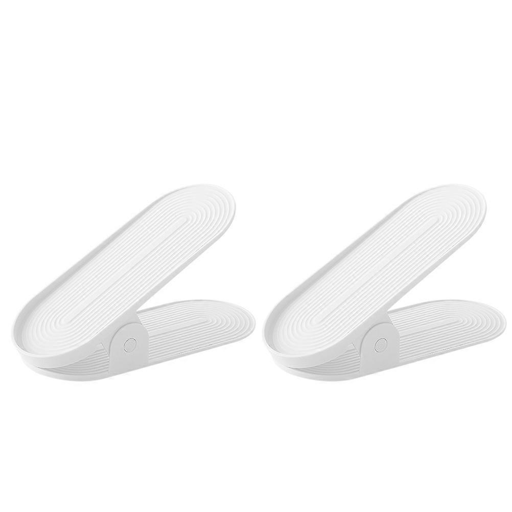 White Adjustable Shoe Rack Plastic Stand for Storage Use 6Pcs