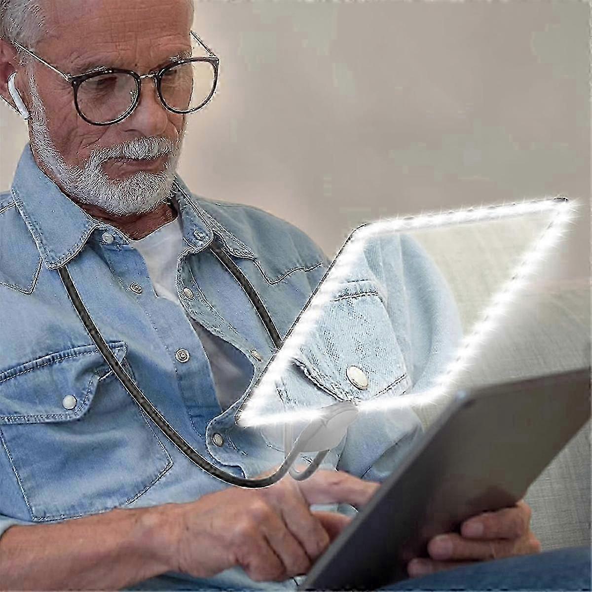 Enhanced Hands-Free Magnifier with 50 LED Lights & Gooseneck for Seniors & Low Vision Reading - Vision Aid Device
