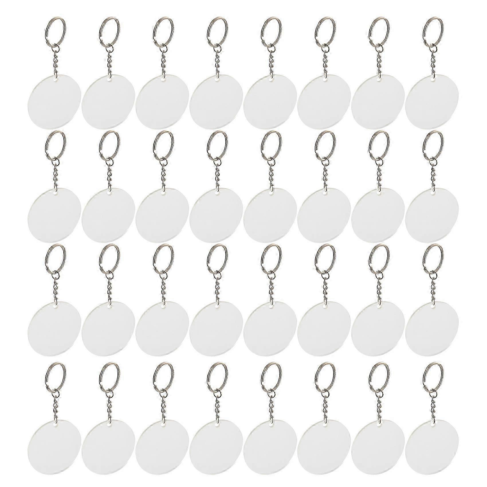 150 Pcs 2 Inches Acrylic Transparent Discs and Key Chains Set, Clear Blank Acrylic Discs Round Keyc