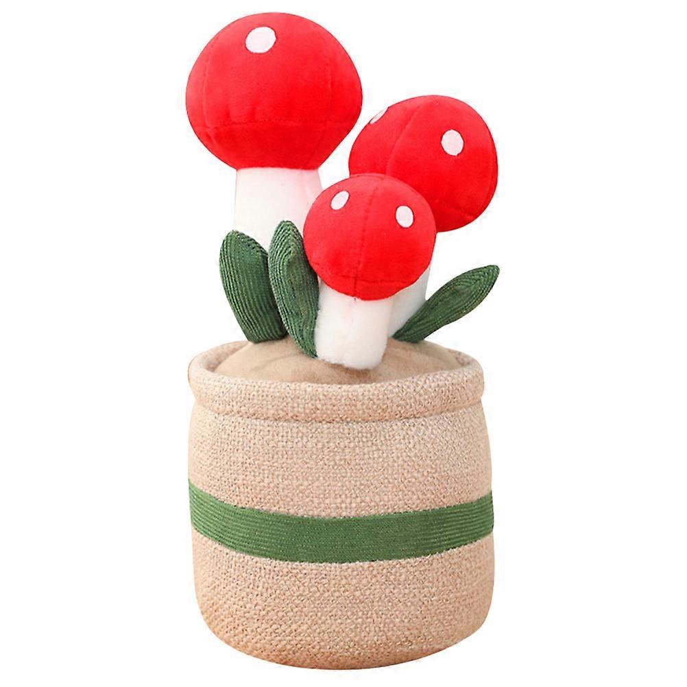 Mushroom Ornaments Home Decor Miniature Landscaping Scene Red Plush With 1Pack