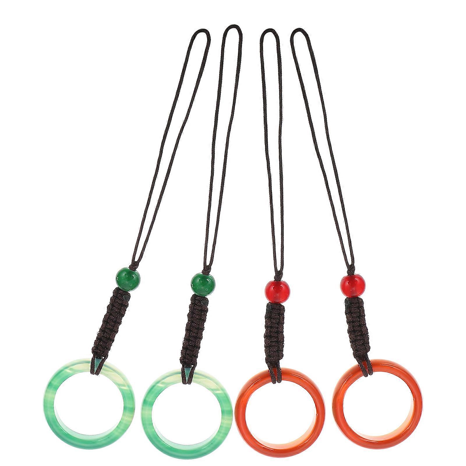 Phone Hanging Red Agate Chain Simple Woven Style with 8Pcs Pendant