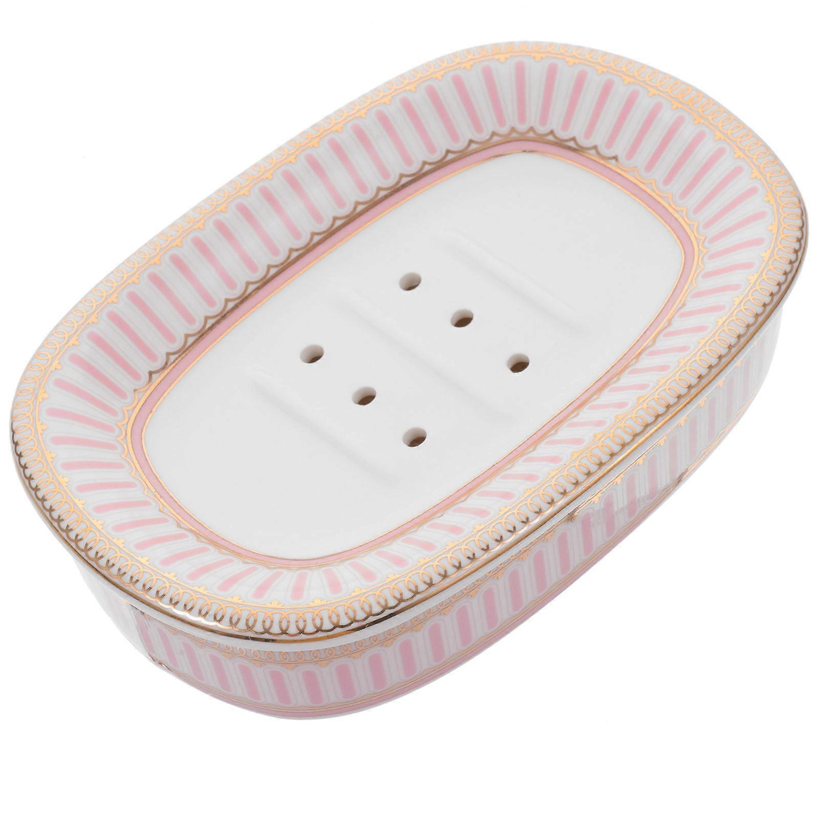 Creative Ceramic Soap Dish Court Style for Storage Pink Soap Container