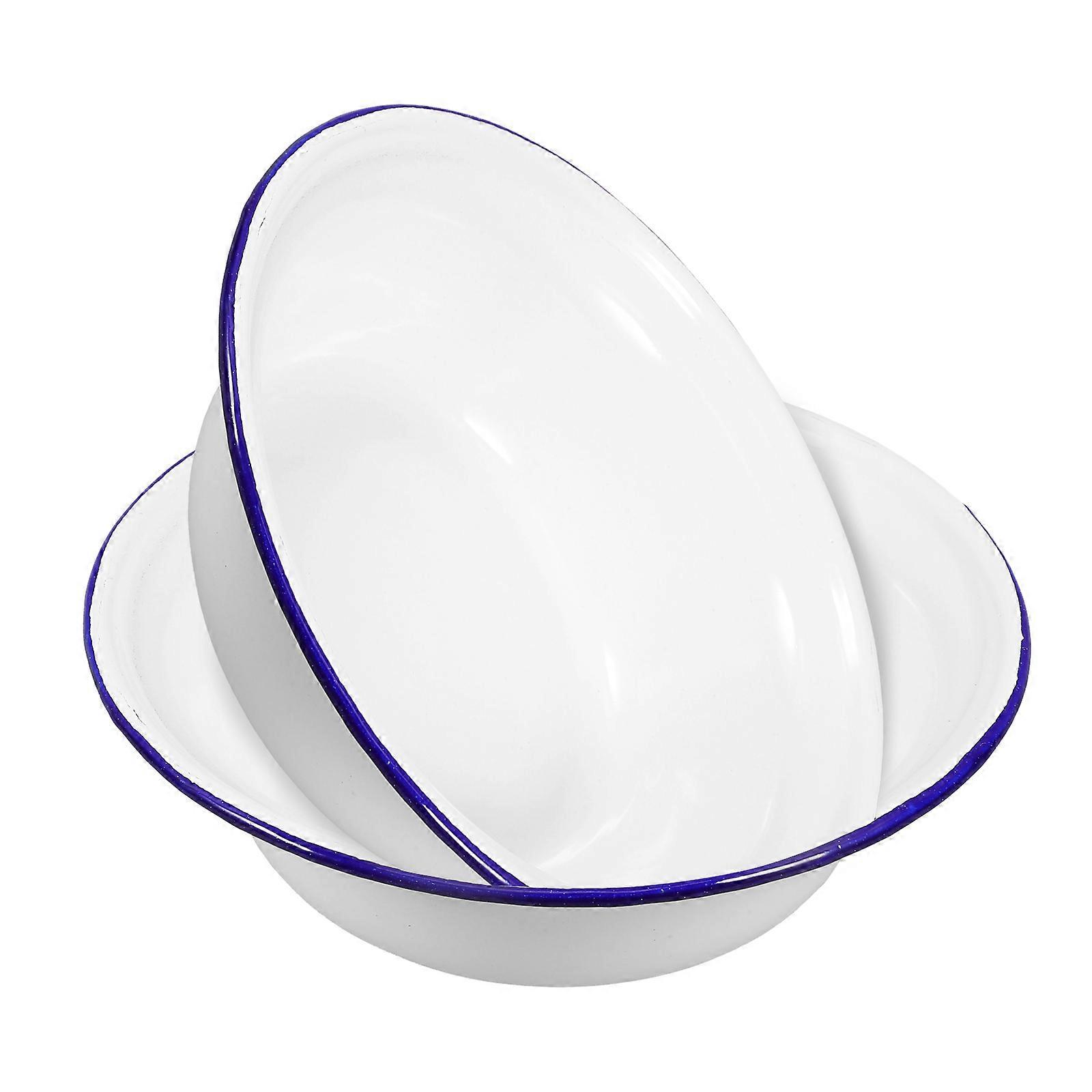 Practical Enamel Soup Bowls for Household Use 6Pcs White Set