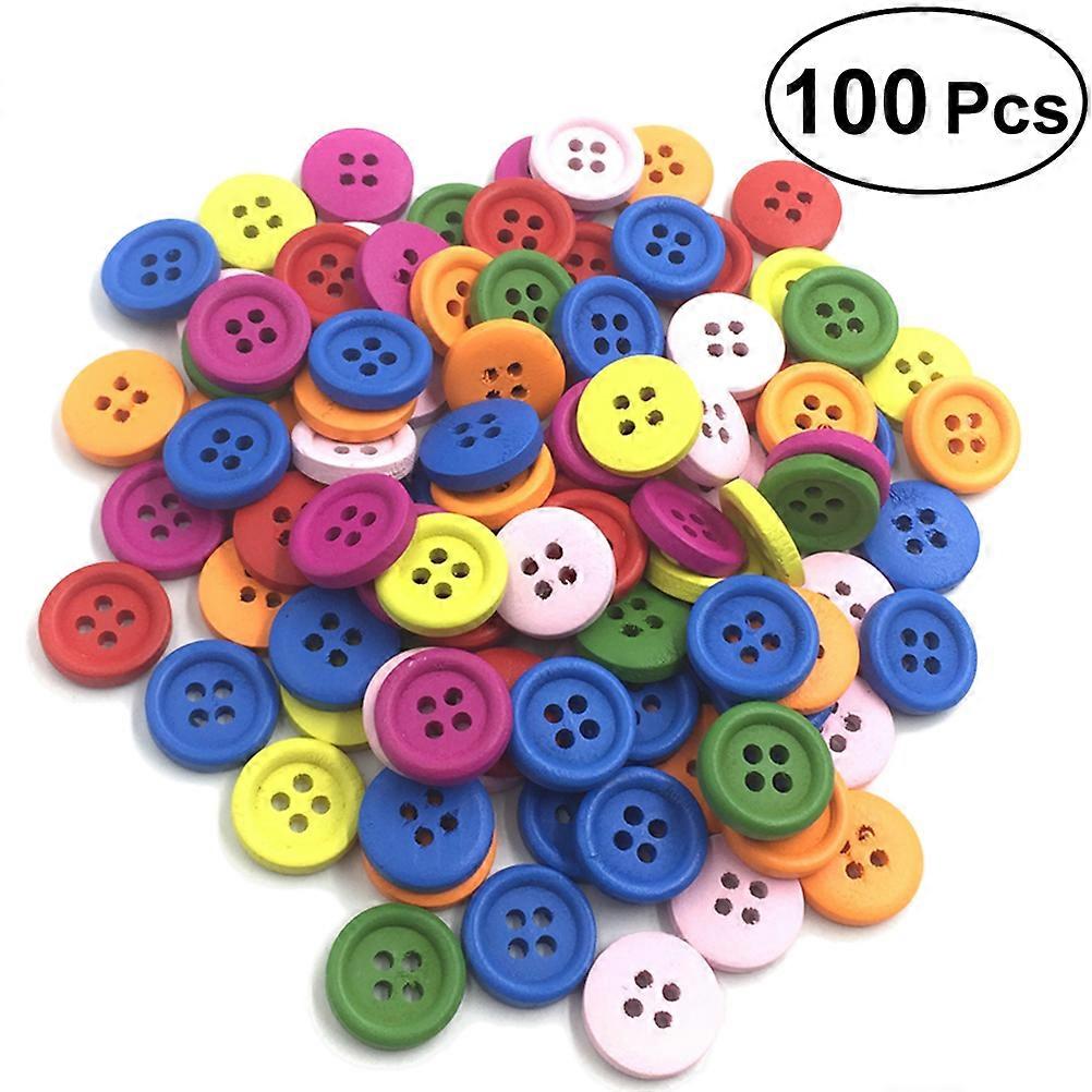 Colorful Buttons Wooden Buttons for Clothes Use 200Pcs Pack Assorted Color