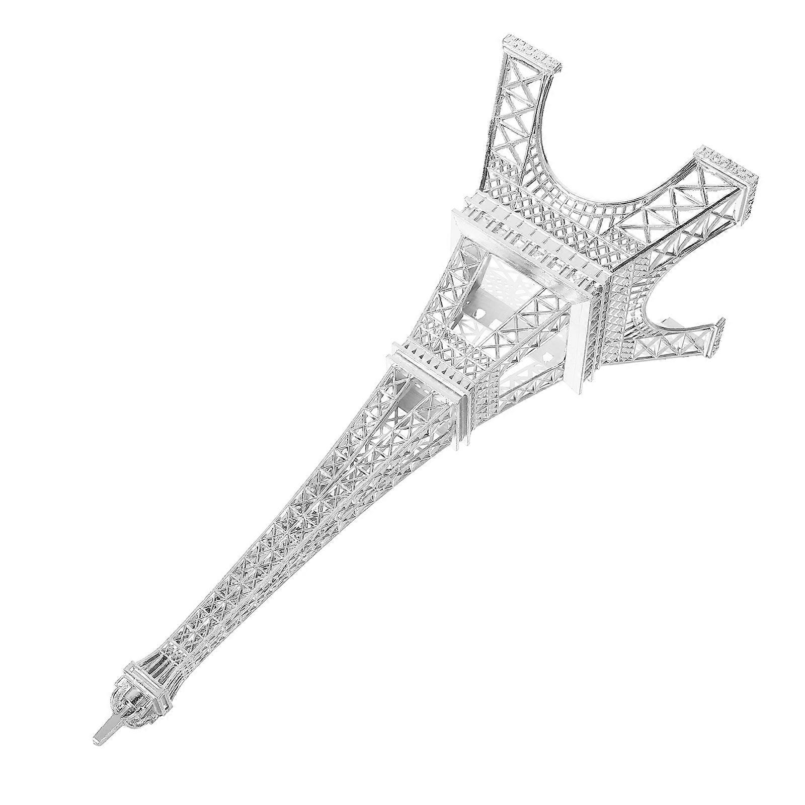 3Pcs Alloy Eiffel Tower Model Statue for Office Decor Silver Metal Figurine