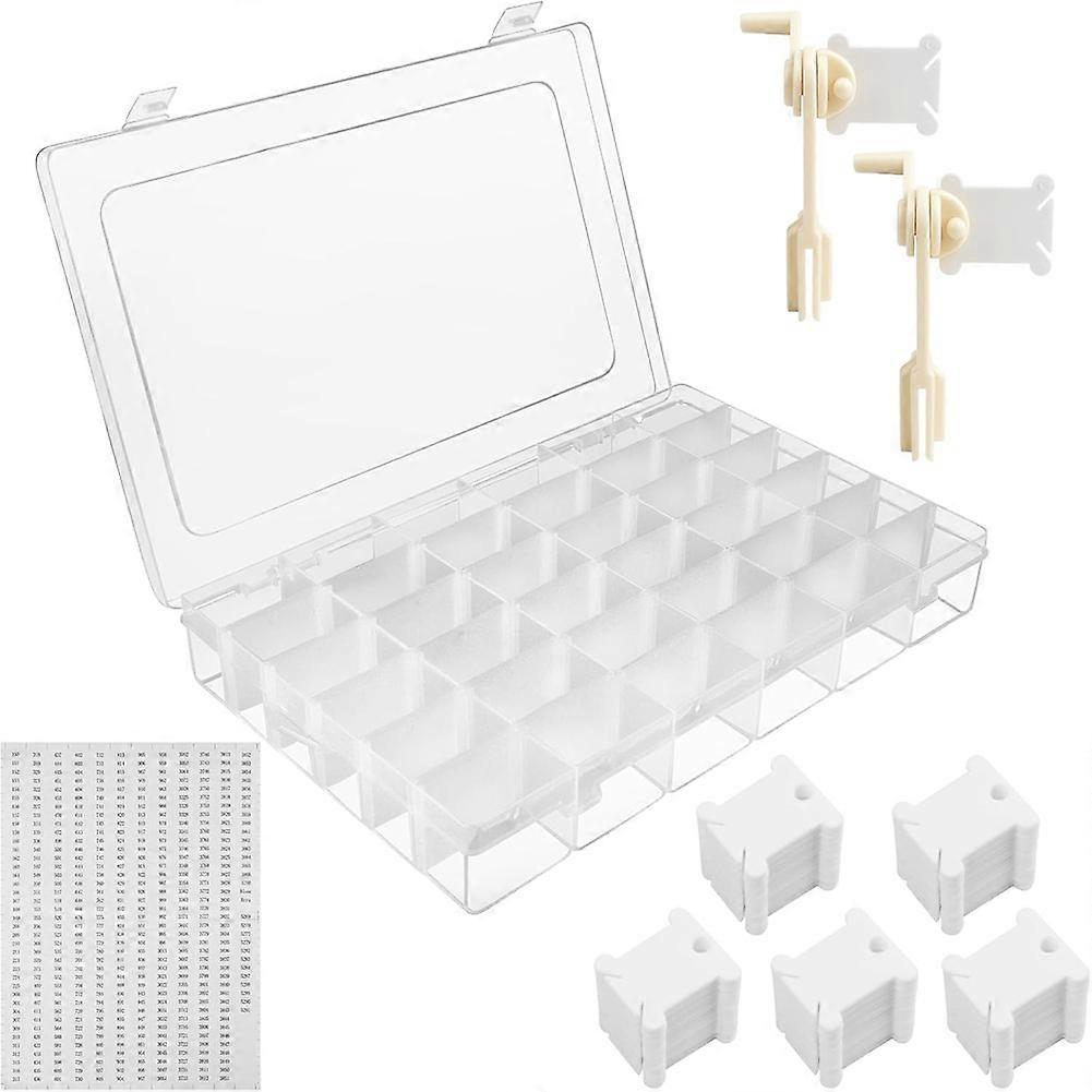 Embroidery Floss Organizer,1 Removable 36Compartments with 2 Bobbin Winder 200Pcs Embroidery Floss Bobbins for Craft DIY