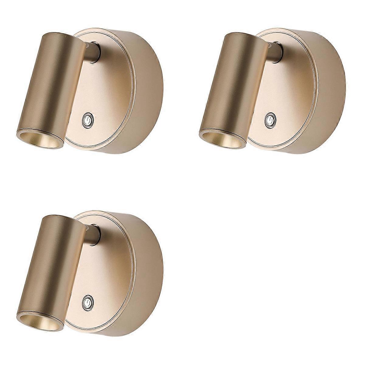 3X LED Wall Lamp Mini Rechargeable Spotlight Punch-Free Installation, Three-Color Dimmable, for Livi