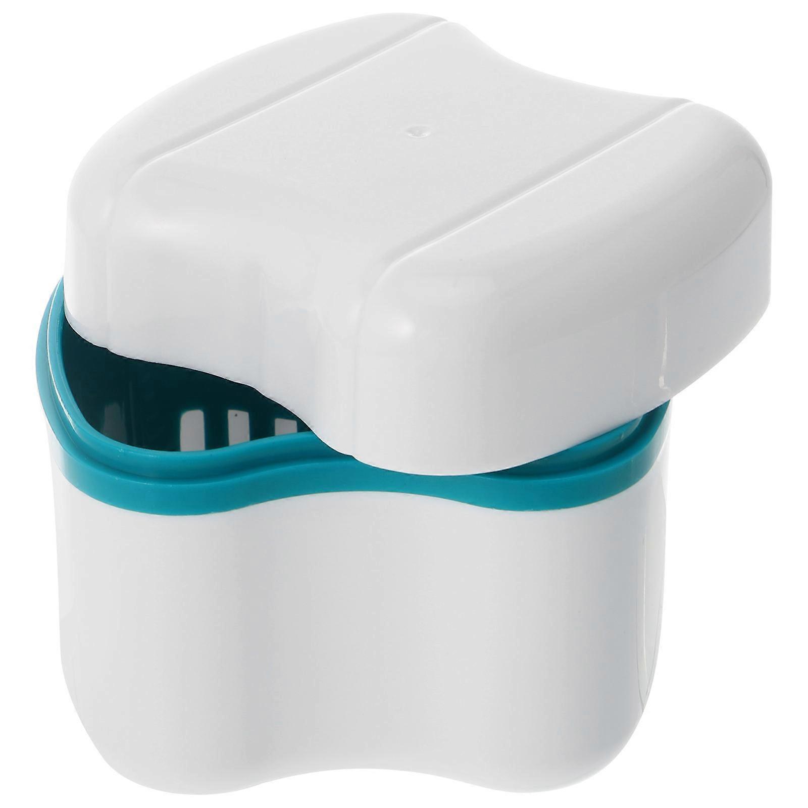 Denture Box Case Denture Bath Box Case for Storage with Rinsing Basket Green