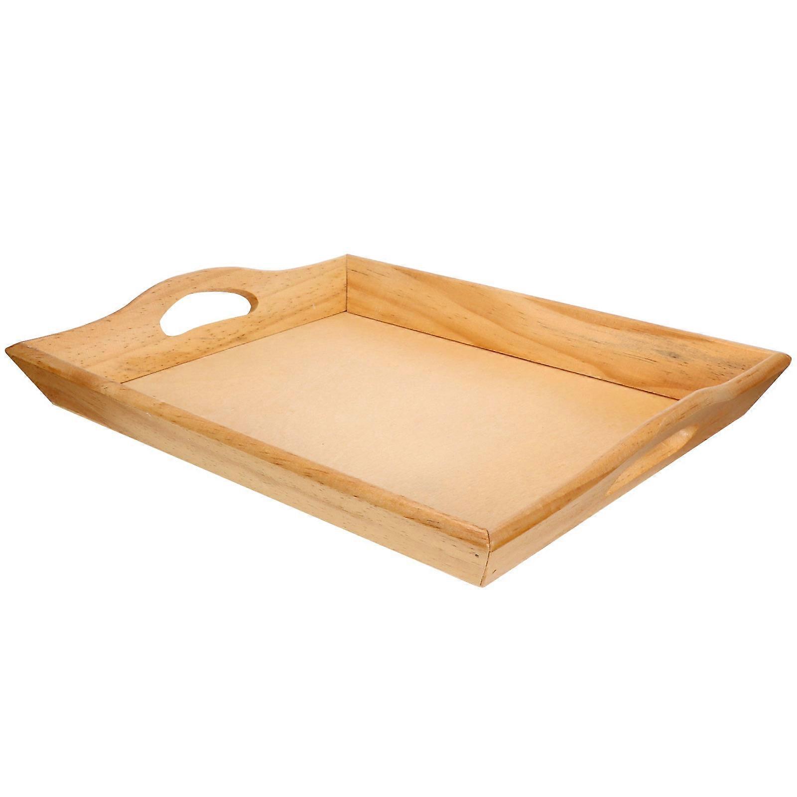 Rectangular Wooden Service Plates for Food Serving 3Pcs Beige Household Tray