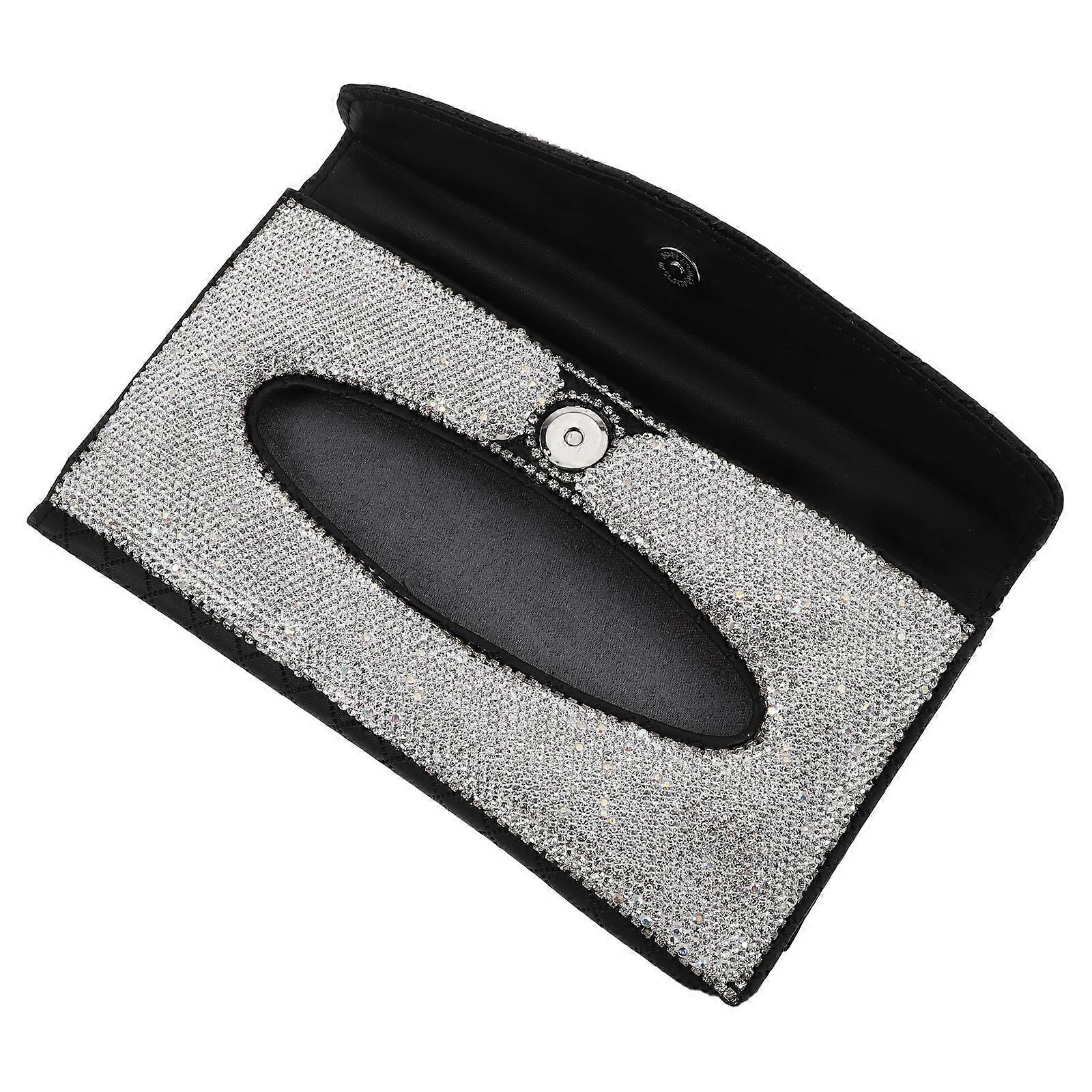 Car Tissue Holder Sun Visor with Bling Rhinestone for