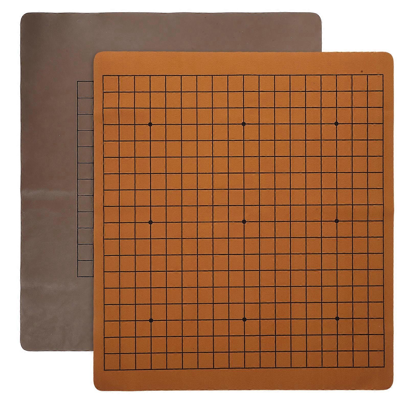 Dual Sided Chess Board Foldable Gobang Game for Home Use 2Pcs Brown