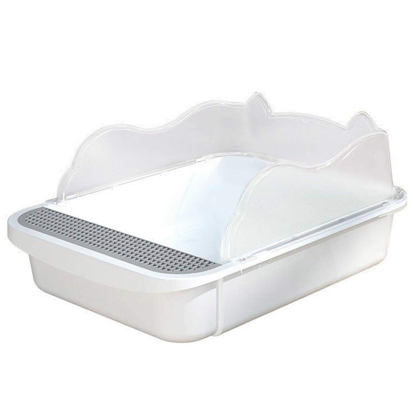 Cat Litter Box Open With  Side, AntiSplash Litter Pan With Sifter, SemiEnclosed Removable Box For Home Indoor Use