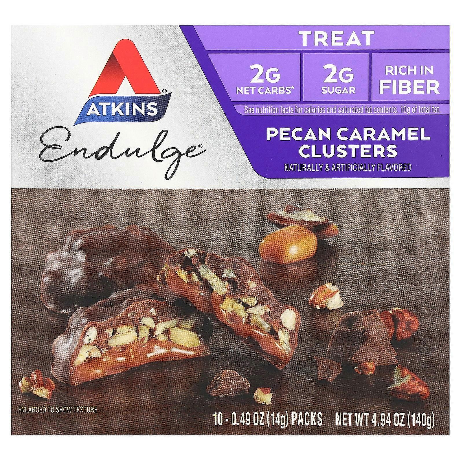 Endulge, Pecan Caramel Clusters, 10 Packs, 0.49 oz (14 g) Each