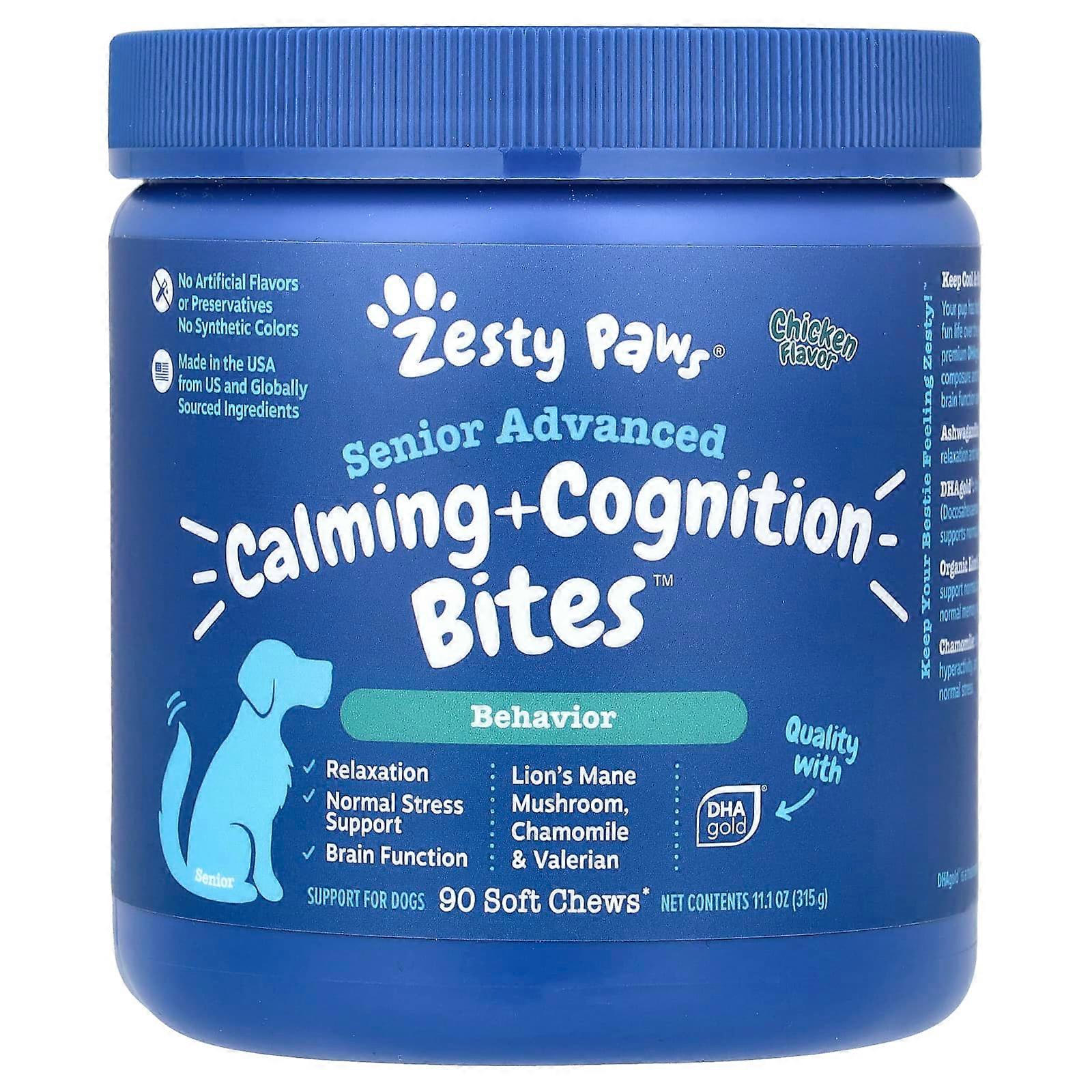Senior Advanced, Calming + Cognition Bites, For Dogs, Chicken, 90 Soft Chews, 11.1 oz (315 g)