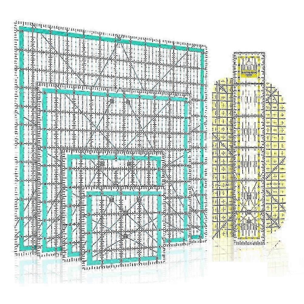 Acrylic Quilt Ruler Set: 6 Piece Fabric Cutting Ruler with Clear Mark Squares and Quilting Ruler Square for Craft Lovers