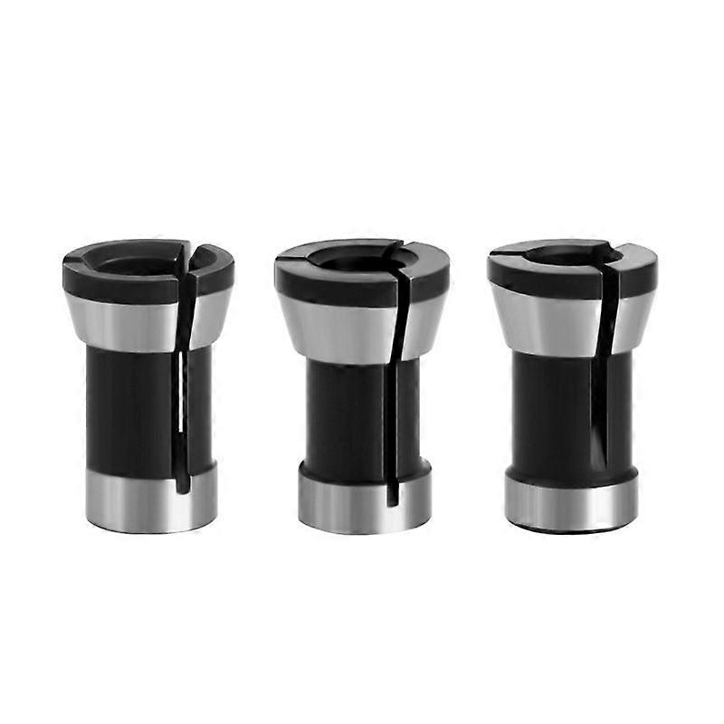 3 Pieces Collet Adapter, Steel Router Collet 6mm 6.35mm 8mm Chuck Milling Machine Adapter Black Router Bit Collet for Woodworking Trimming Engraving M