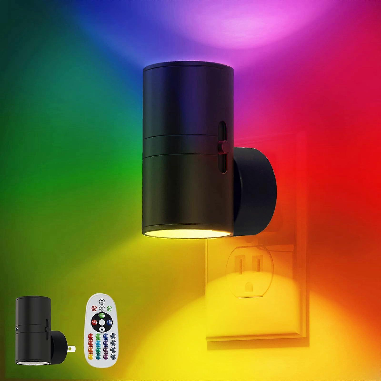 LED Night Light PlugIn With Remote Control DuskToDawn Sensor 16 Color Options