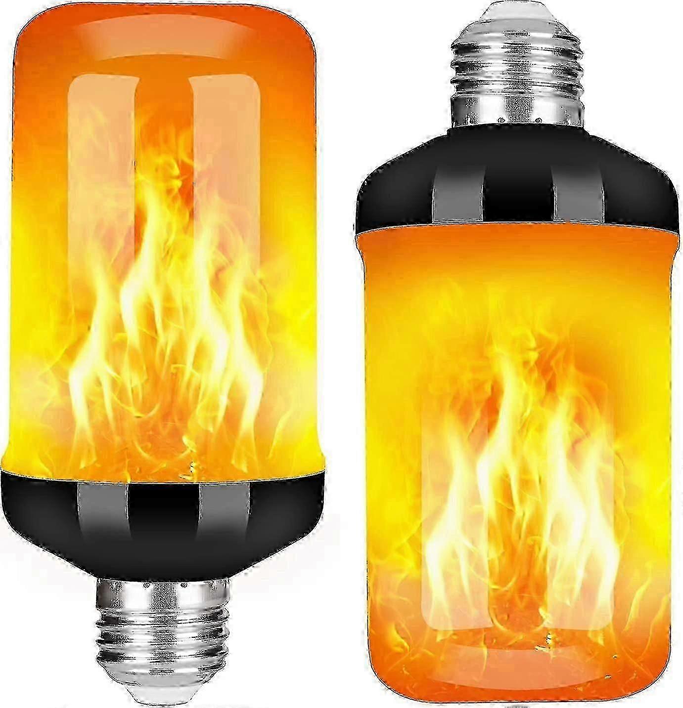 Led Flame Effect Fire Light Bulb, Upgraded 4 Modes Flickering Fire Christmas Decorations Lights, E26 Base Flame Bulb With Upside Down Effect(2 Pack)