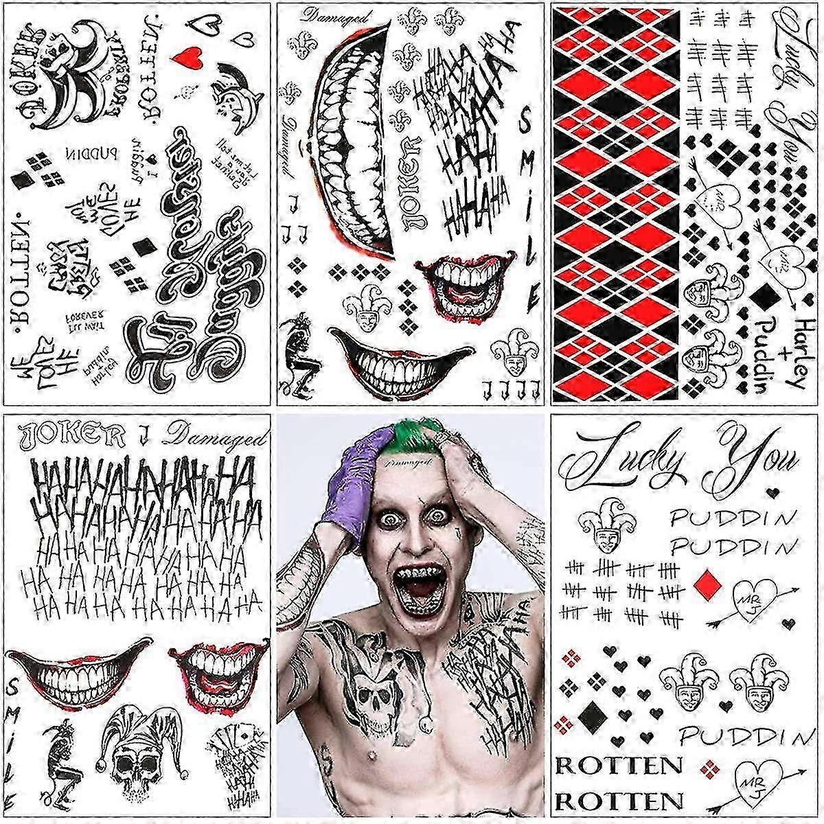 5 nagy lap Halloween ideiglenes tetoválás matricák Hq Halloween smink cosplay tetoválás party hamis t