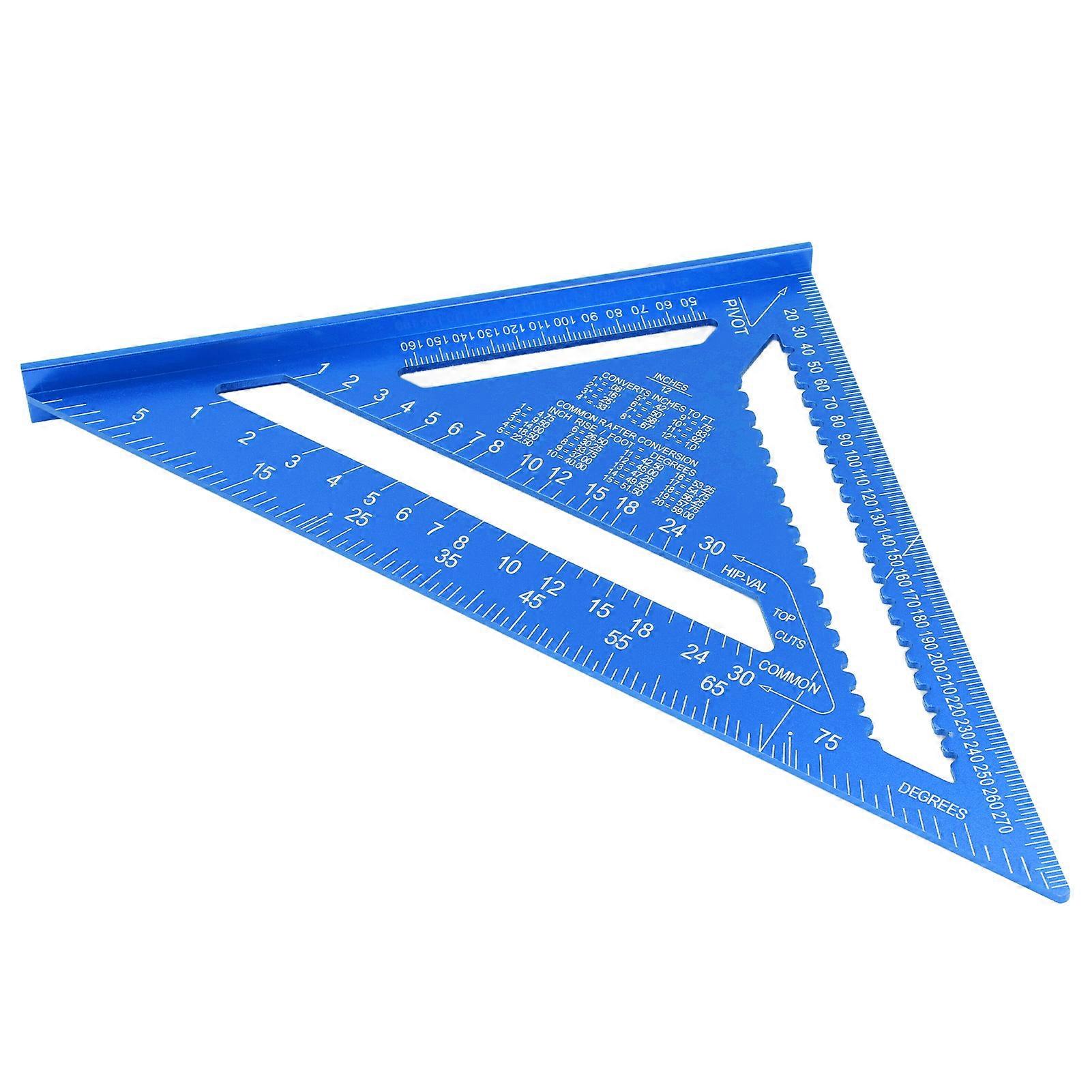12 Inch Rafter Square 45 90 Degree Carpenter Triangular Ruler Aluminum Alloy Woodworking Metric Measuring Layout Tool Blue 