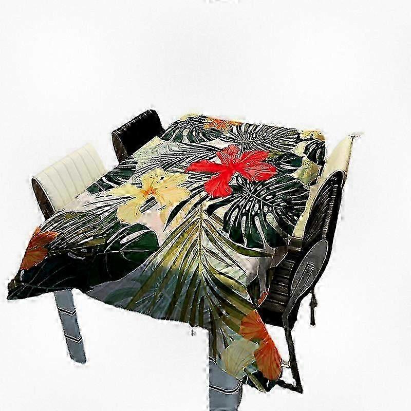 Rectangular Stain-Resistant 3D Botanical Print Tablecloth for Home, Kitchen, Garden & Outdoor Picnic