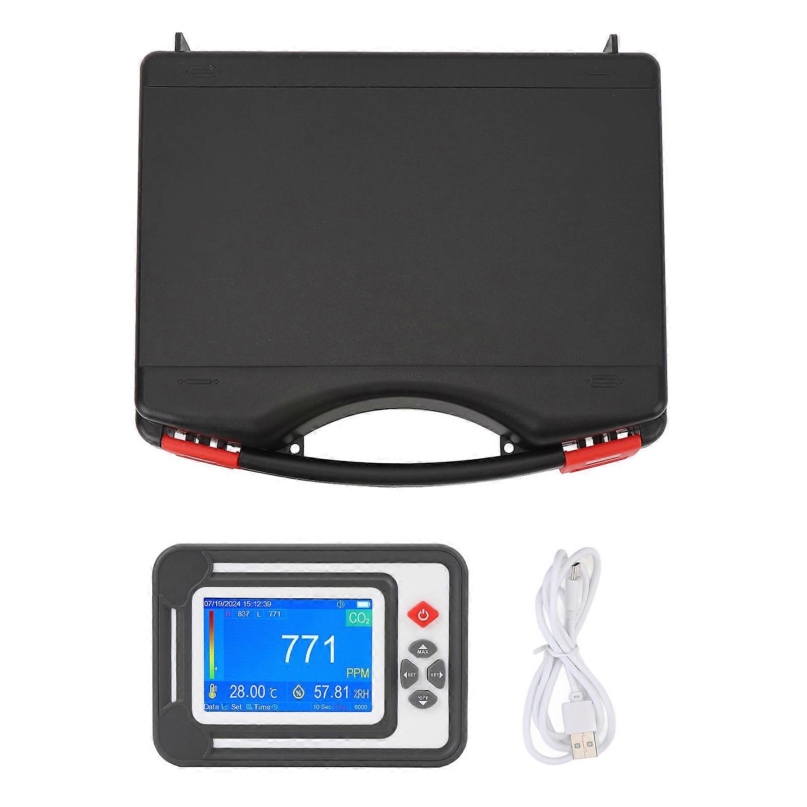 CO2 Monitor for GreenGrow brand with Temperature Humidity Sensor and Audible Alarm