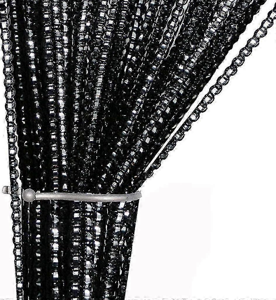 Black 39"x78.5" Thread Door Curtain Home Decoration