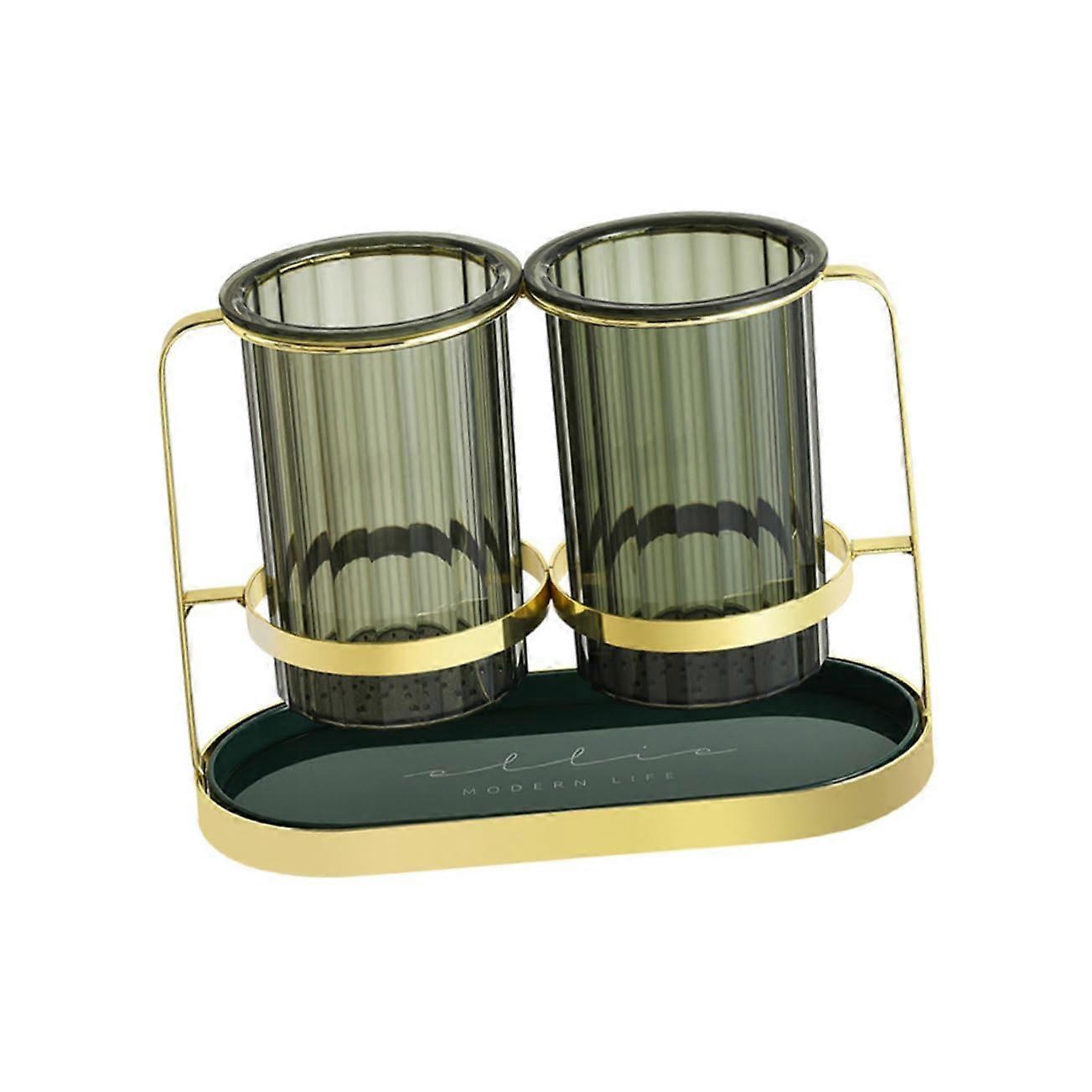 Golden Green Chopsticks Holder Nordic Design Flatware Organizer For Forks And Spoons Rounded Corners Utensil Drainer