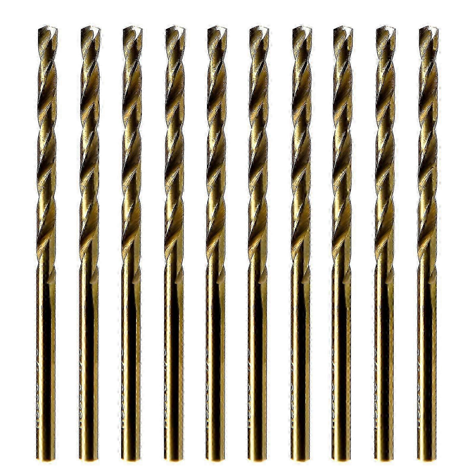 Improved Jobber Length Drills Set - 10pcs, M35 Cobalt Twist Drill Bits, 0.1285' HSS, Identical No.30, Golden Straight Drills for  Use