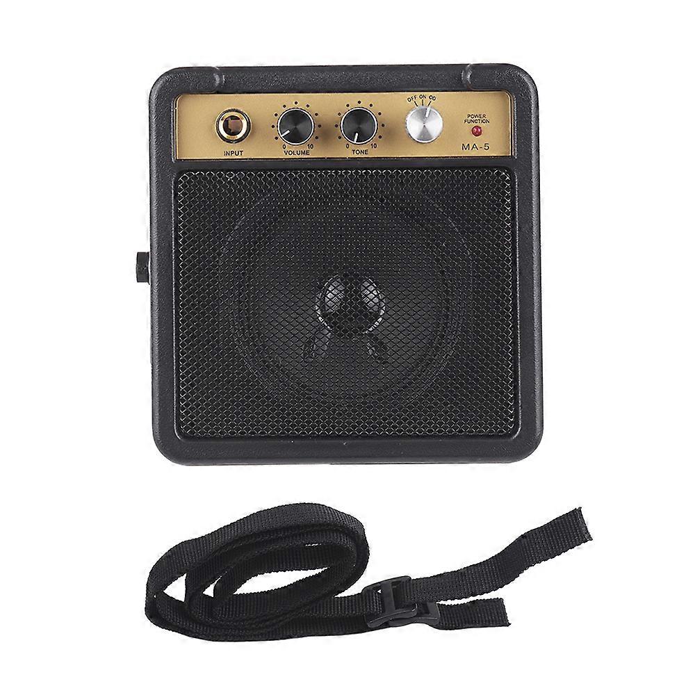 Mini Guitar Amplifier Amp Speaker 5W with 6.35mm Input 1/4 Inch Headphone Output Supports Volume Tone Adjustment Overdrive