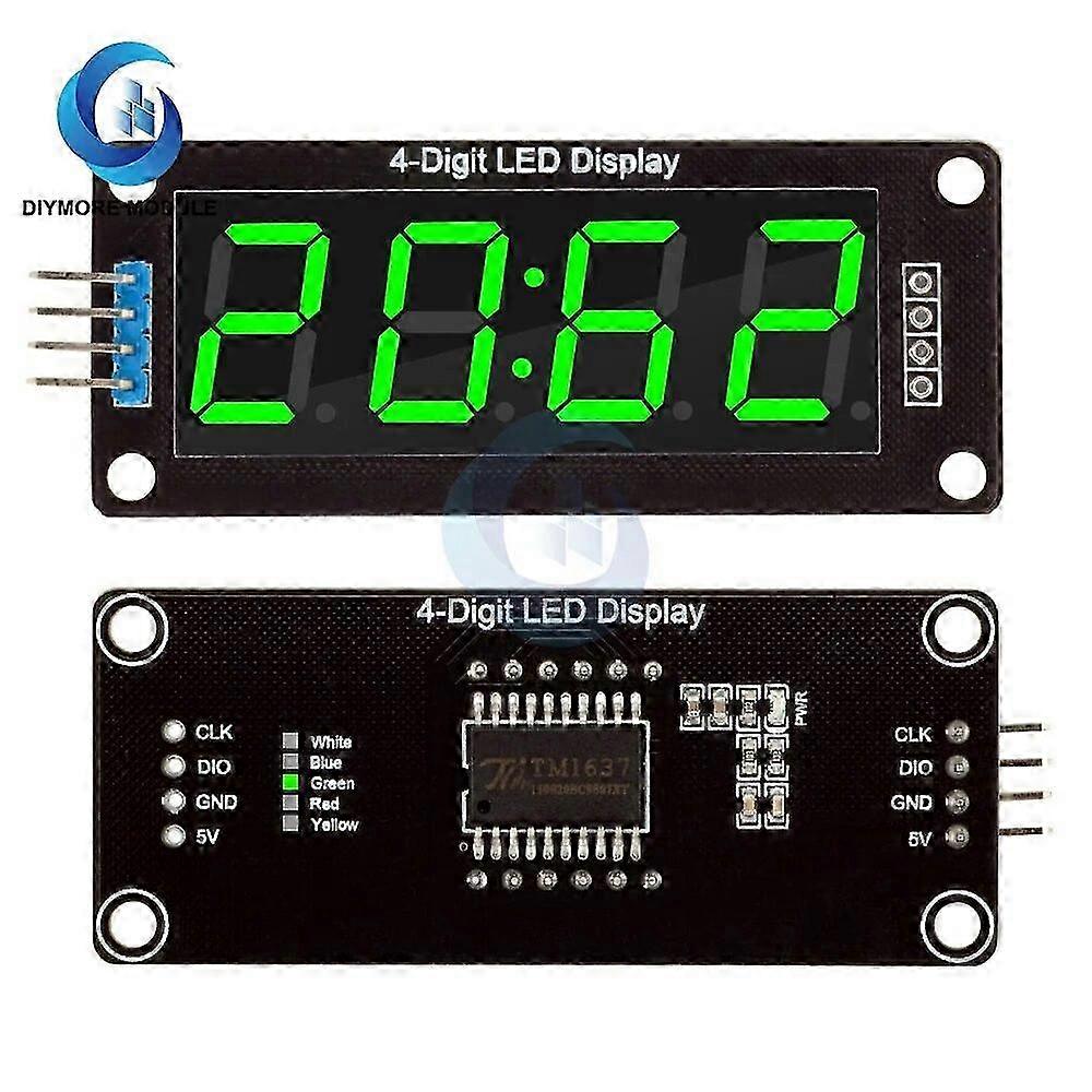 4 Digit 7 Segment TM1637 0.56'' Electronic Digital LED Tube Clock Module DIY Kit LED Digital Clock Driver Board Display 5 Colors