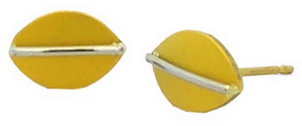 Ti2 Titanium Jungle Shield Stud Earrings - Yellow