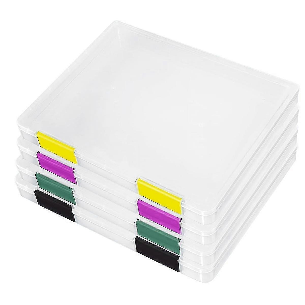 Portable A4 File Box with 4PCS Scrapbook Storage: Paper Organizer for 8.5x Size Files
