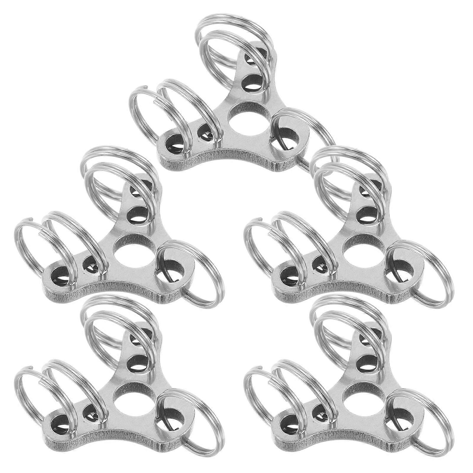 Silver Stainless Steel Keychain Clip with Quick Release Use 5Pcs Pack