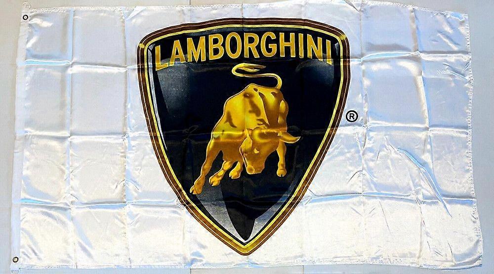 New   White Satin LAMBORGHINI CAR FLAG