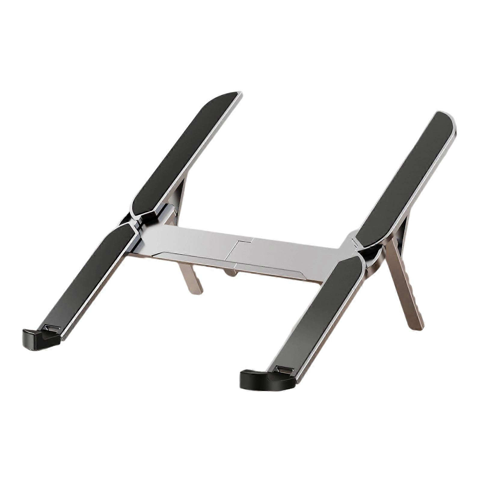 Portable Aluminum Computer Stand 6 Position Adjustable Heights Foldable Design Enhances Airflows Cooling System For Home Office Setups  Silver