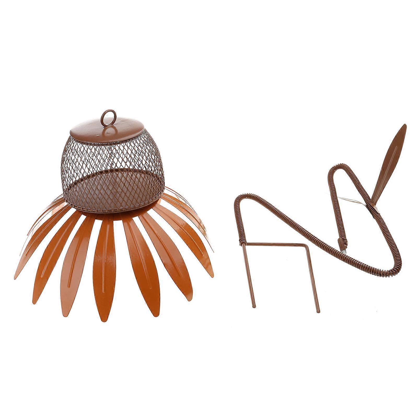 Orange Coneflower Bird Feeder Standing Bird Feeder Squirrel Proof Durable Metal Bird Feeders for Outside Easy to Refill Multicolor