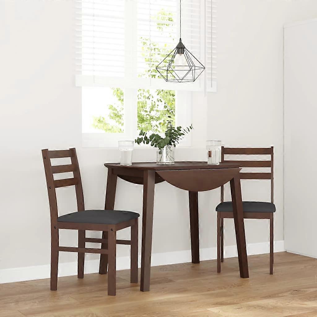 Dining chairs with cushions 2 pcs Brown solid wood rubber tree
