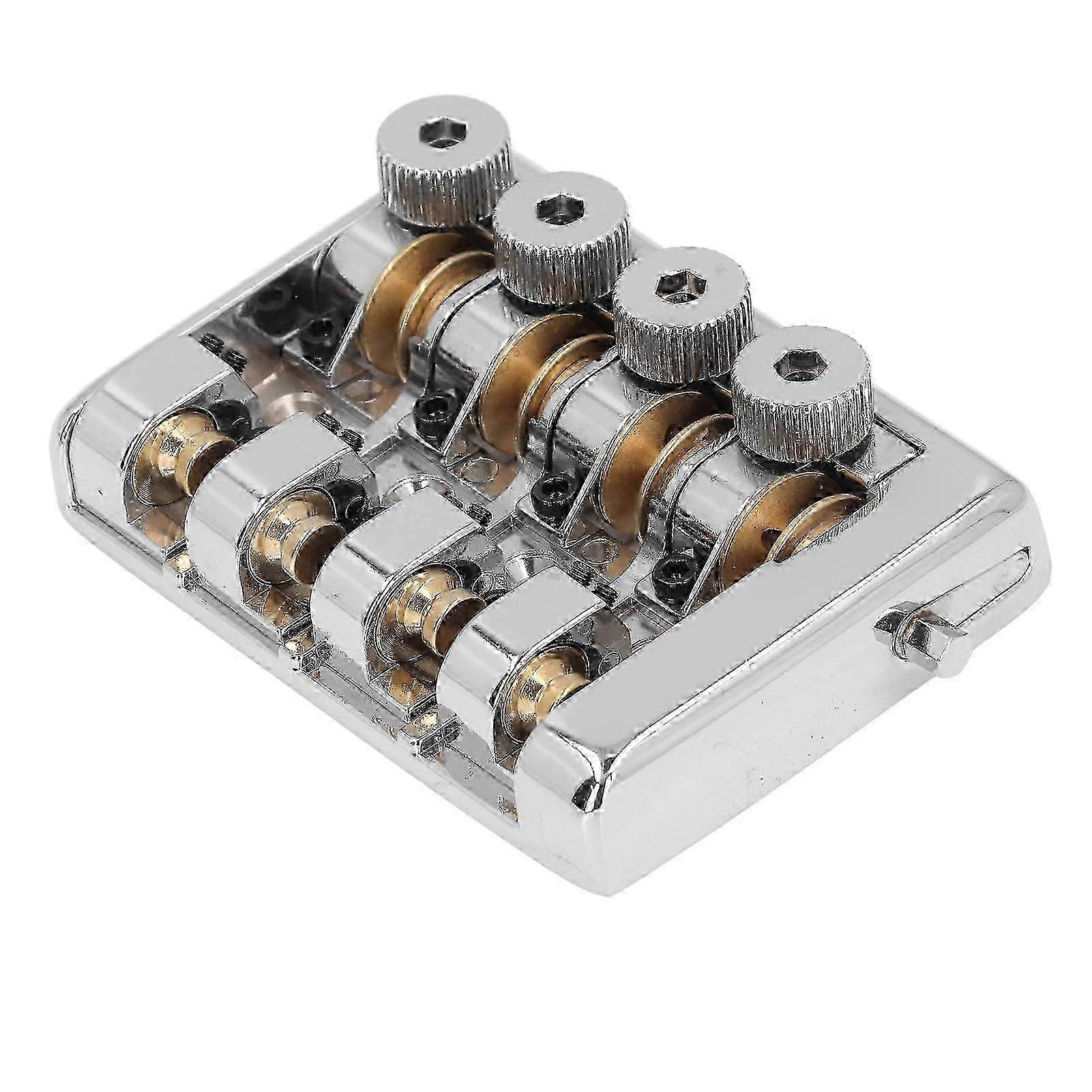 4 String Headless Electric Bass Bridge Zinc Alloy Brass Bridge Replacement with String Lock Silver