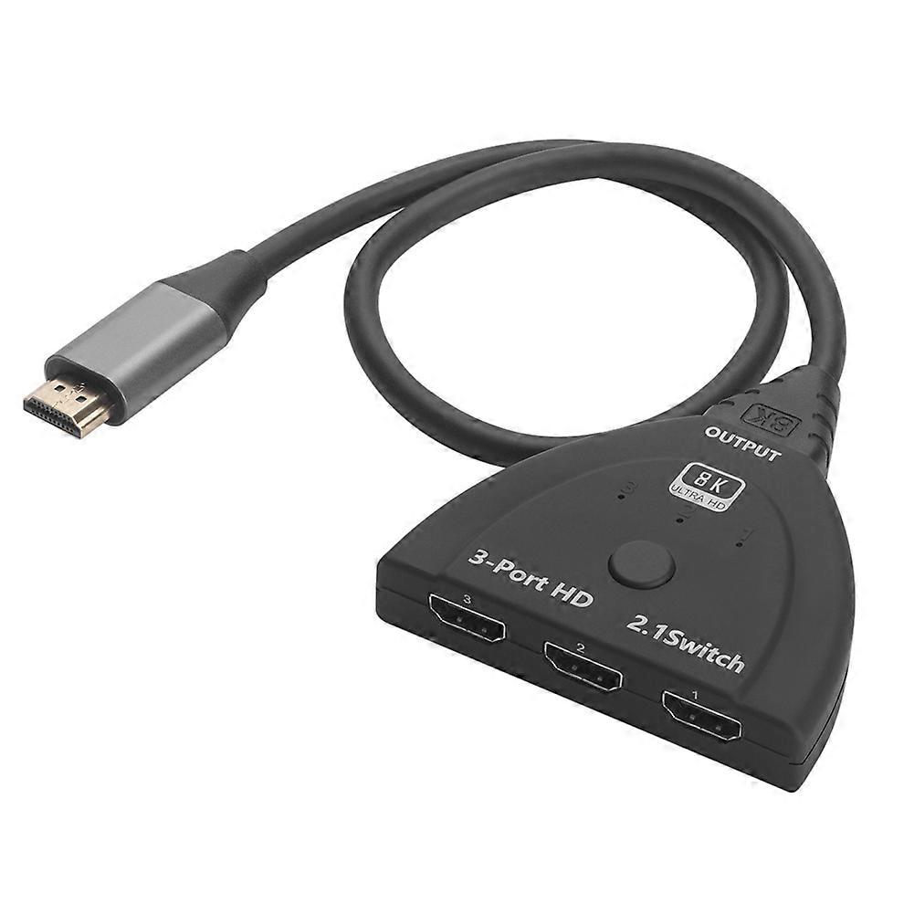 8K 60Hz HDMI-Compatible Switch 3 Port KVM Splitter 3 Input 1 Output Port Hub for DVD PC Laptop TV