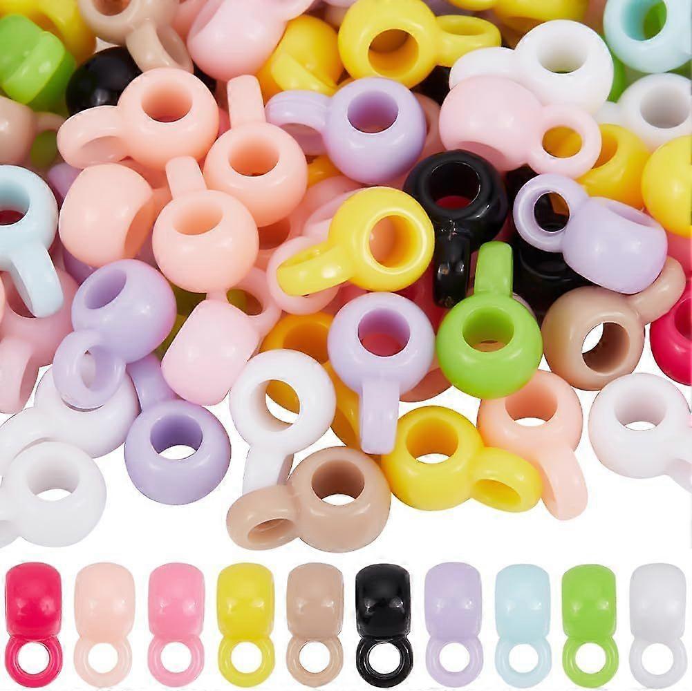 1 Box 100Pcs Bead Hanger Charm Links Bail Beads Bulk Acrylic Random Mixed Color European Connector Linking Column Charms Spacers for Jewelry Making Ne