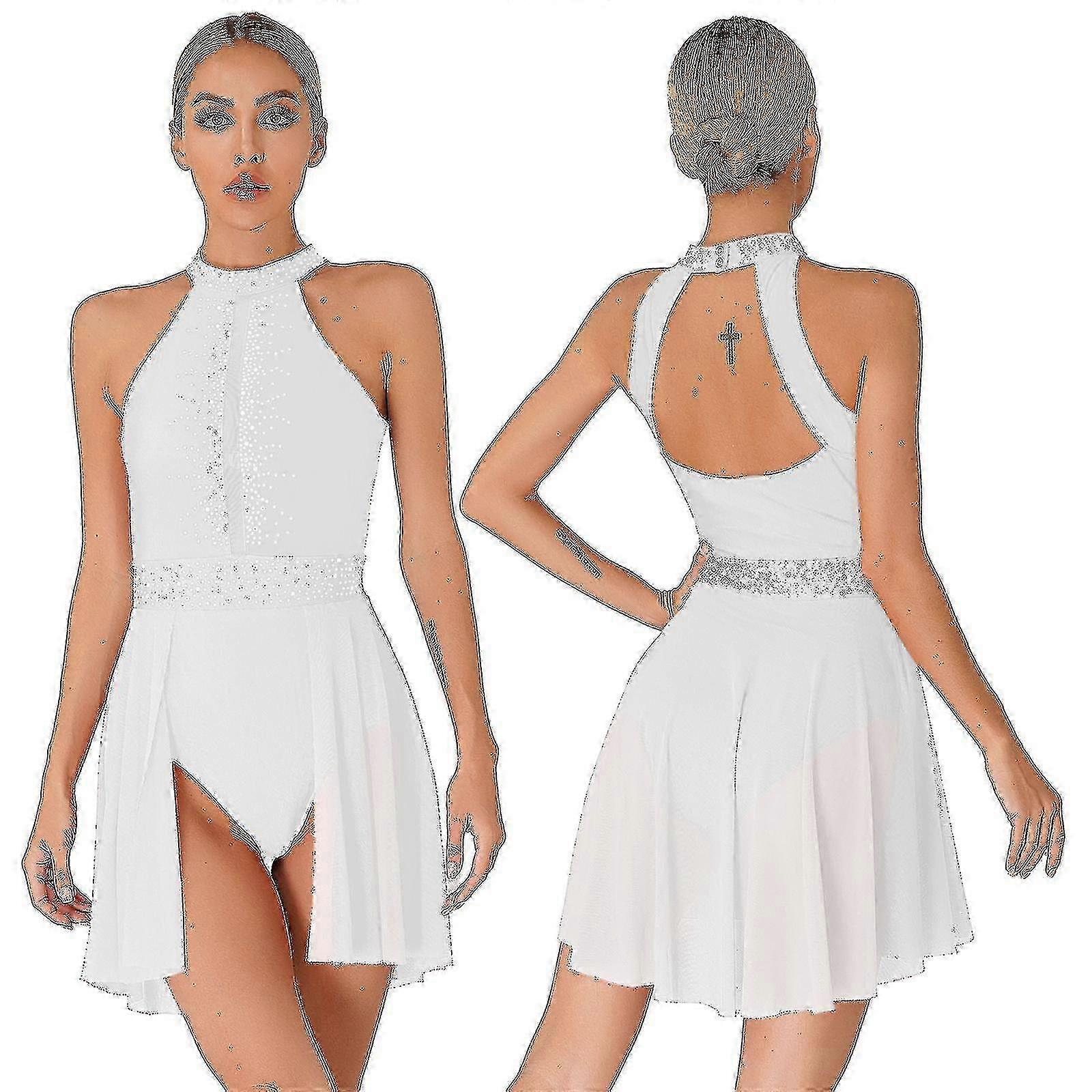 Fényes strassz nélküli trikó ruha női tánc-, korcsolya- és balettelőadásokhoz