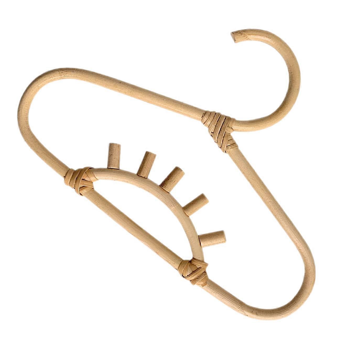 Natural Rattan Clothes Hanger with Smooth Finish for Closet Storage and Nursery Drying