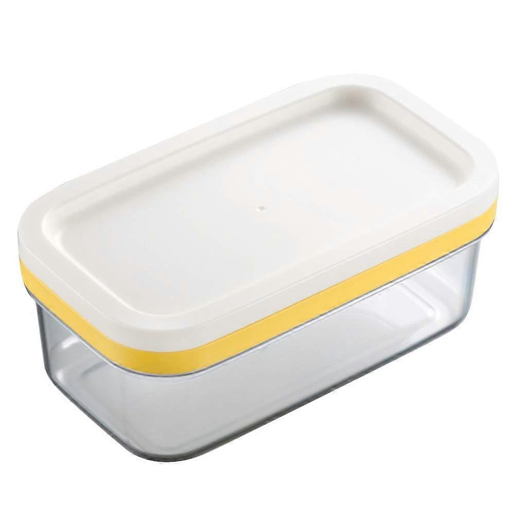 Butter Dish with Bamboo Lid, Airtight Butter Container for Fridge and Easy Slicing, White Yellow