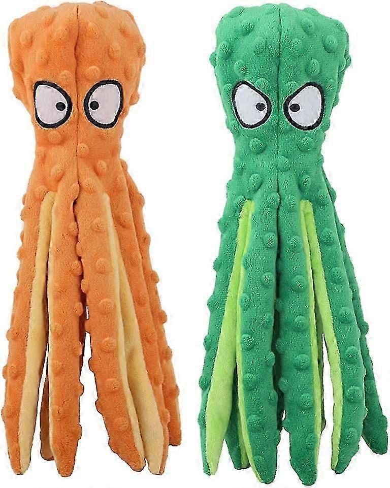 Dog Squeaky Octopus Toys- No Stuffing Plush Toy with Sounding Crinkle Paper and Squeaker Inside for Puppy Teething Durable Interactive Dog Chew Toys f