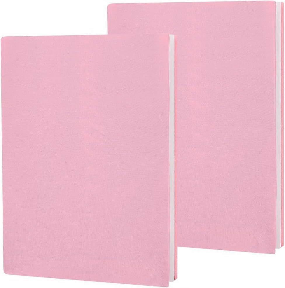 2Pcs Pink Book Cover Elastic Book Covers 9 x 14in Notebook Wrap Sleeve Up to 9 x 11in Stretchable Cloth Rectangle Washable Reusable Protective Sleeves