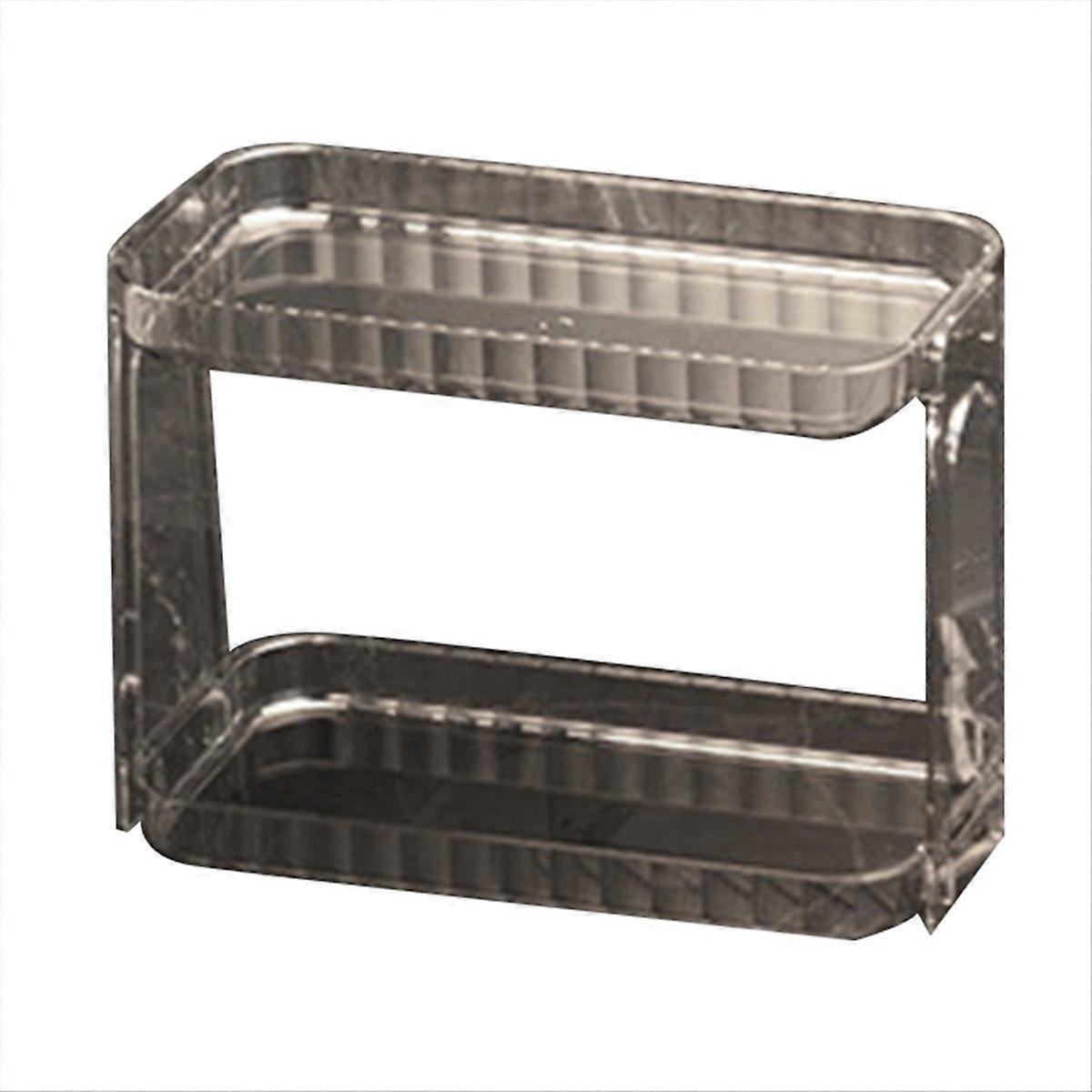 Bathroom, Kitchen, Transparent Double Layer Storage Rack,A