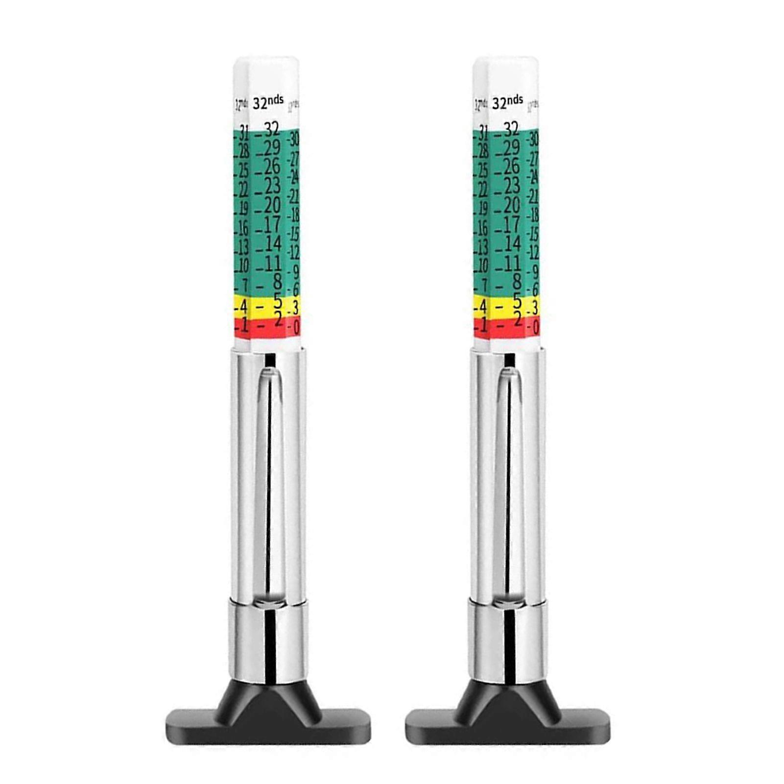 2pcs 25mm Car Tire Tread Depth Gauge Color Coded Universal Car Tire Tread Depth Meter Reads in MM/32nds Quickly Identifies Tread on Tires