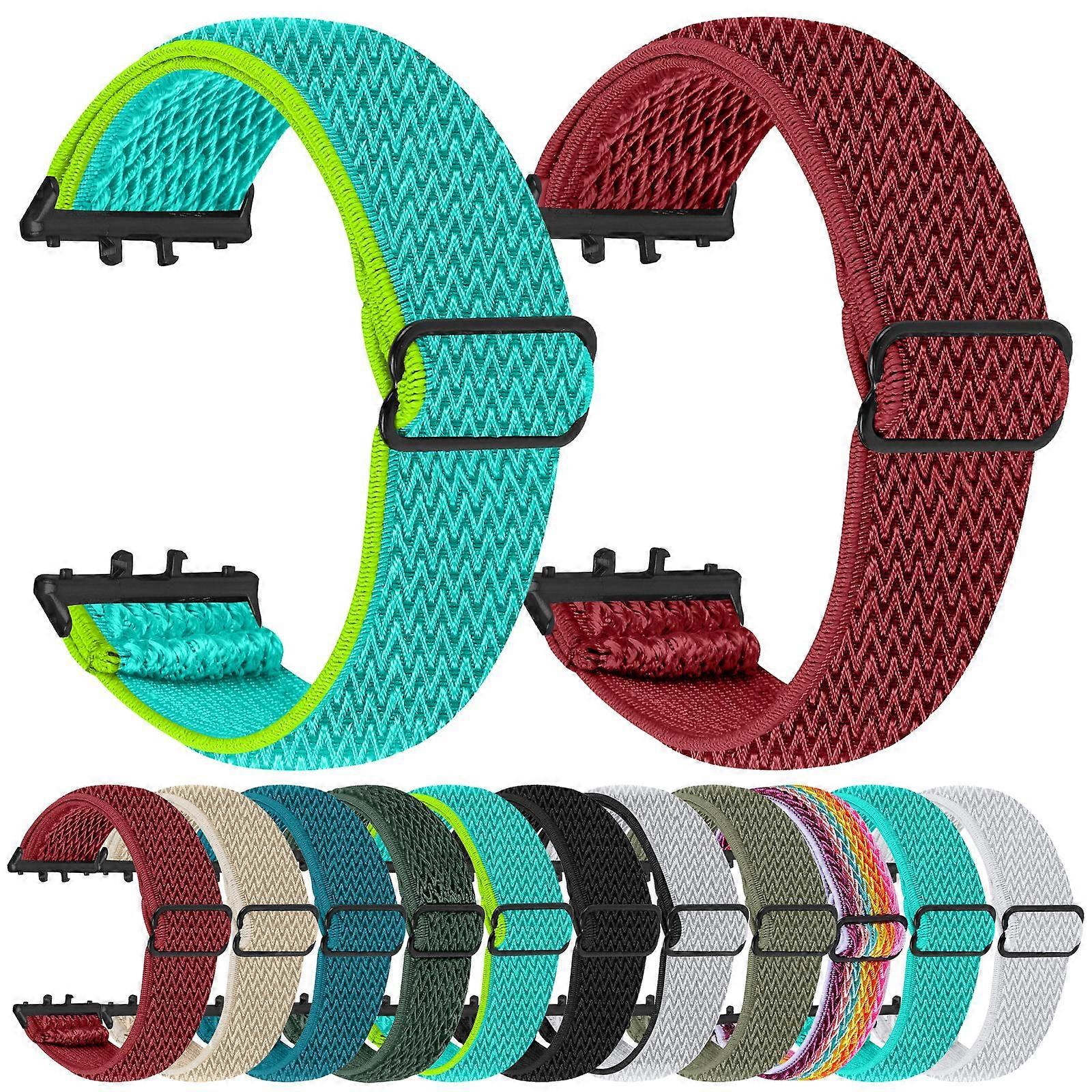 Black Connector Wave Pattern Elastic Woven Nylon Watch Band For Honor Watch X5