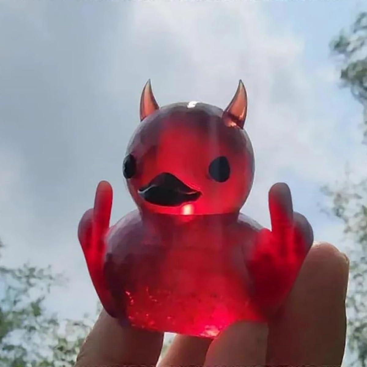 Devil Duck Car Dashboard Ornament with EyeCatching Design, Halloween Gothic Home or Office Decor